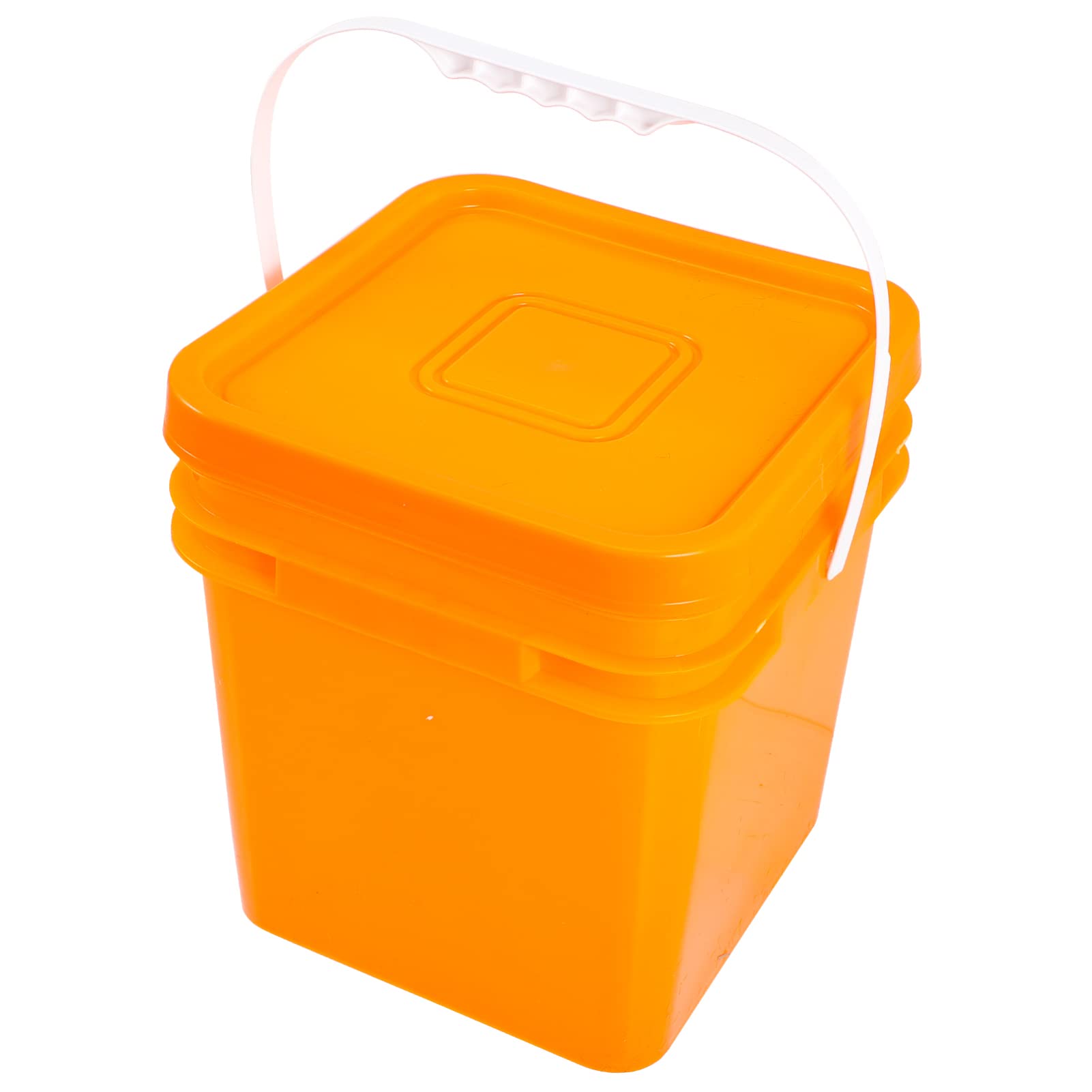 SOLUSTRE 10l Wäscheeimer mit Deckel aus Kunststoff Wiederverwendbarer Multifunktionaler Pulverbehälter mit Tragegriff für Aufbewahrung und Outdoor Aktivitäten Orange