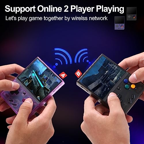 Image of Miyoo Mini Plus Handheld Game Console, 3.5 Inch IPS Retro Video Game Console with 128G TF Card & 12000+ Games, Built-in 3000mAh Battery, Support WiFi (128G, Purple)