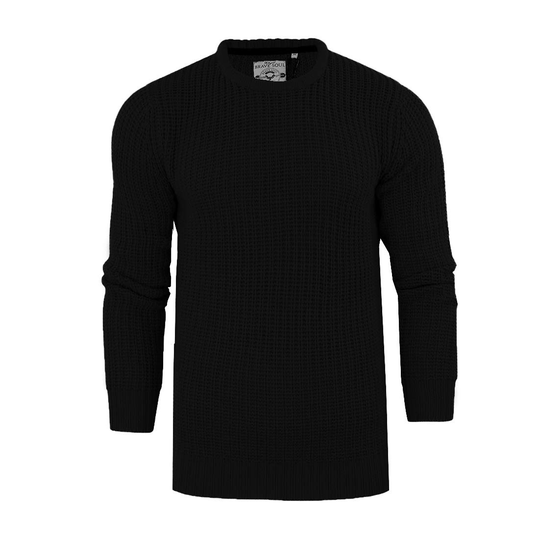 Brave Soul Mens Binary' & 'Neutron' Crew Neck Jumper Fishermans Chunky Rib Knit