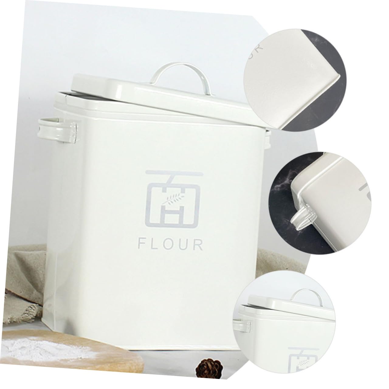 Zerodeko Haushalts Reisbox aus Eisen, Weiß, Multifunktional | Mehlaufbewahrungseimer, Sichere Lagerung, Küchenaccessoire für Vorräte