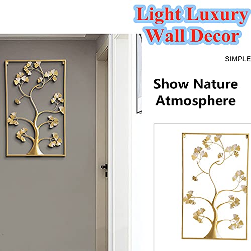 33"X 20" Large Metal Wall Art - Gold Rectangle Frame Wall Decor - 3D Wall Silhouette Wall Sculpture, Wrought Iron Wall Decor, Home Office Decoration #TOP3