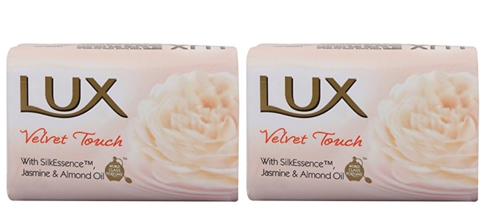 Lux Soap Velvet Touch White Bar 100g | Soft, Glowing Skin | Enriched with Almond Oil & Jasmine | Long-Lasting Fragrance | Gentle Cleansing | All Skin Types (Pack of 2)