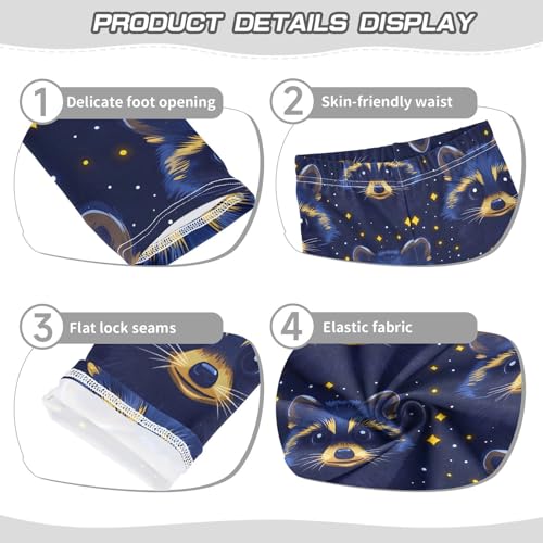 Raccoon Starry Night Girls Leggings Soft Stretch Workout Yoga Dance Pants for Kids Casual Tights3