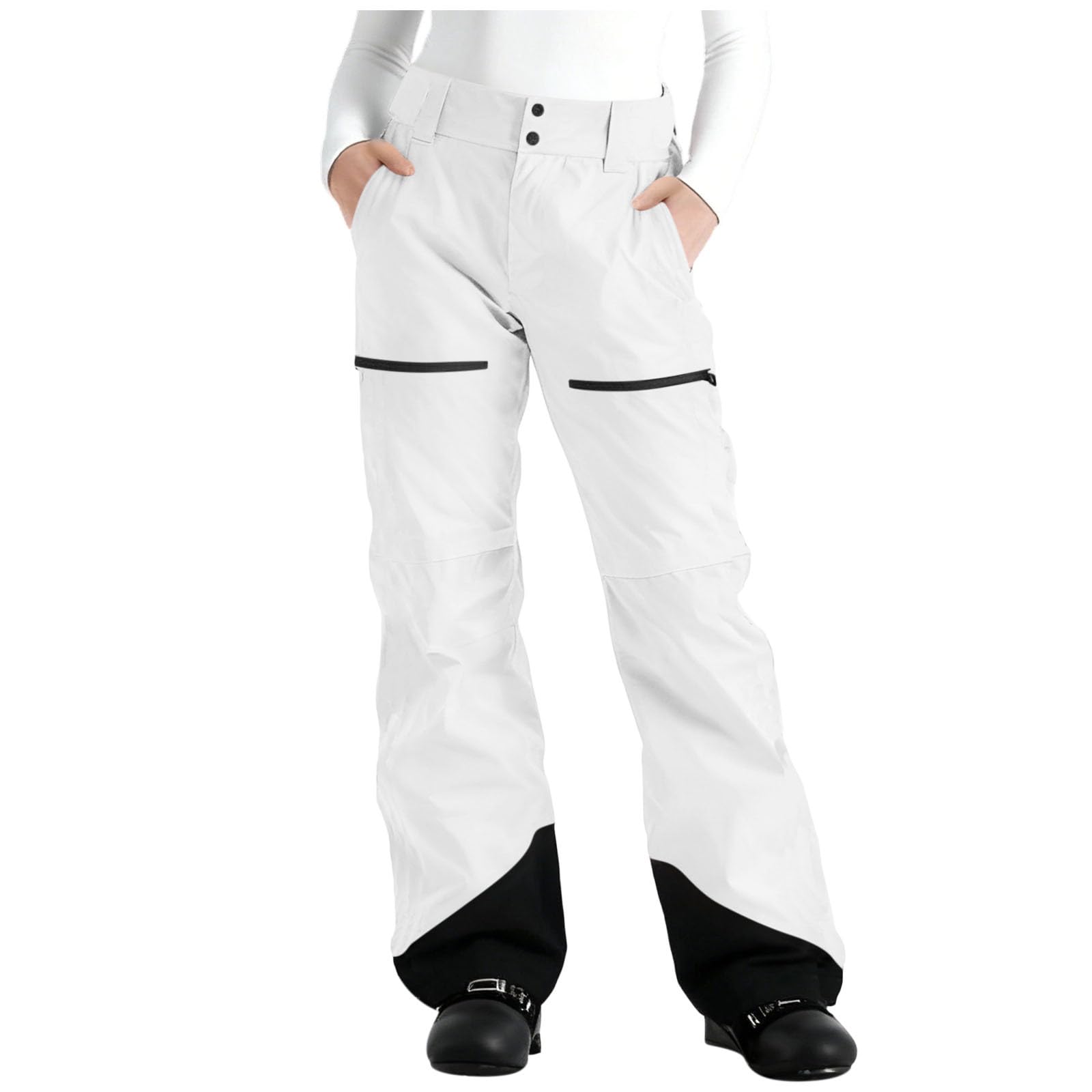 RLEHJN Pantalon De Ski Femme Imperméable Pantalon De Randonnée Doublé Polaire pour Femme Pantalons De Punch en Polaire Chaud avec Poche Pants Softshell Coupe-Vent pour Les Activités De Plein Air