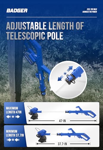 Wild Badger Power 20V Weed Wacker & Leaf Blower, Electric with 2 * 2Ah Battery & Charger, String Trimmer, Lightweight, Adjustable Telescopic Shaft, Easy to Use - Thumbnail 4