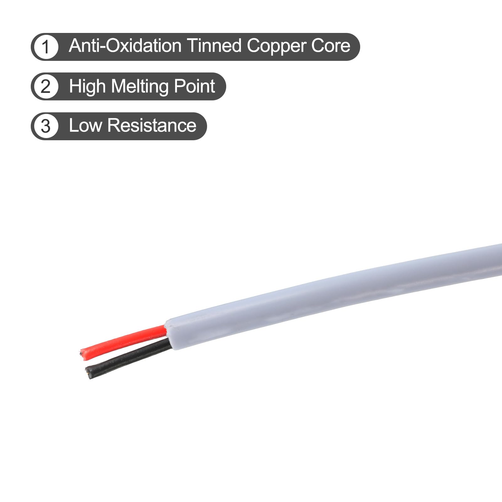 QUARKZMAN 22AWG, przewód elektryczny, 2 przewody, podświetlenie LED, cynowany kabel miedziany 16,4 Ft, niskie napięcie, PVC, elastyczna obudowa, przedłużacz przewód biały do taśm LED Lampy