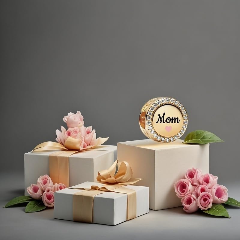 Image of Mom Family Charms Bead for Bracelets and Necklaces Jewelry Charm for Women Valentine Mother's Day