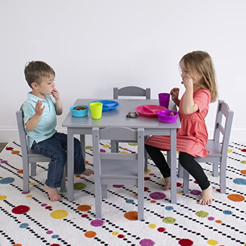 Image of Humble Crew Kids Table and Chair Set, Toddler Activity Table with 4 Chairs for Play, Crafts, Snacks & Learning, Wooden Kids Furniture for Playroom & Bedroom, Grey