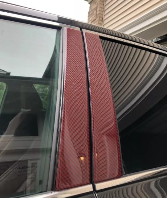 Real RED Carbon Fiber Pillar Posts Black (B Pillars) Covers Window Trim 6PCS Compatible with Alfa Romeo Stelvio