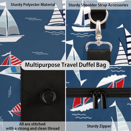 Colorful Sailboat Travel Duffel Bag, Sea Sports Tote Gym Bag, Foldable Weekender Overnight Bag, Luggage Handle Bag for Women Men3