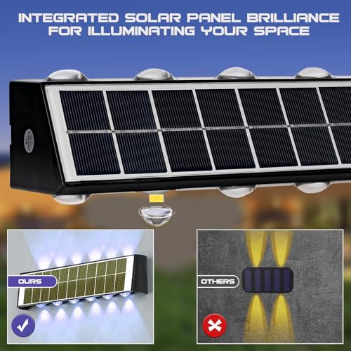 Image of Gigawatts 12 LED Solar Wall Light On /Off Botton & 2.4Ah Battery Water Resistant Decor Deck Fence Lights Flood Lamp for Home Garden Terrace Patio (Set of 1, RGB)