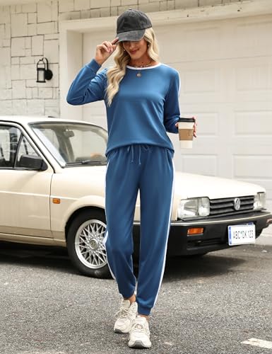 Image of Marvmys Women Long Sleeve Tracksuits Fashion 2 Piece Lounge Set Travel Outfits Jogger Set