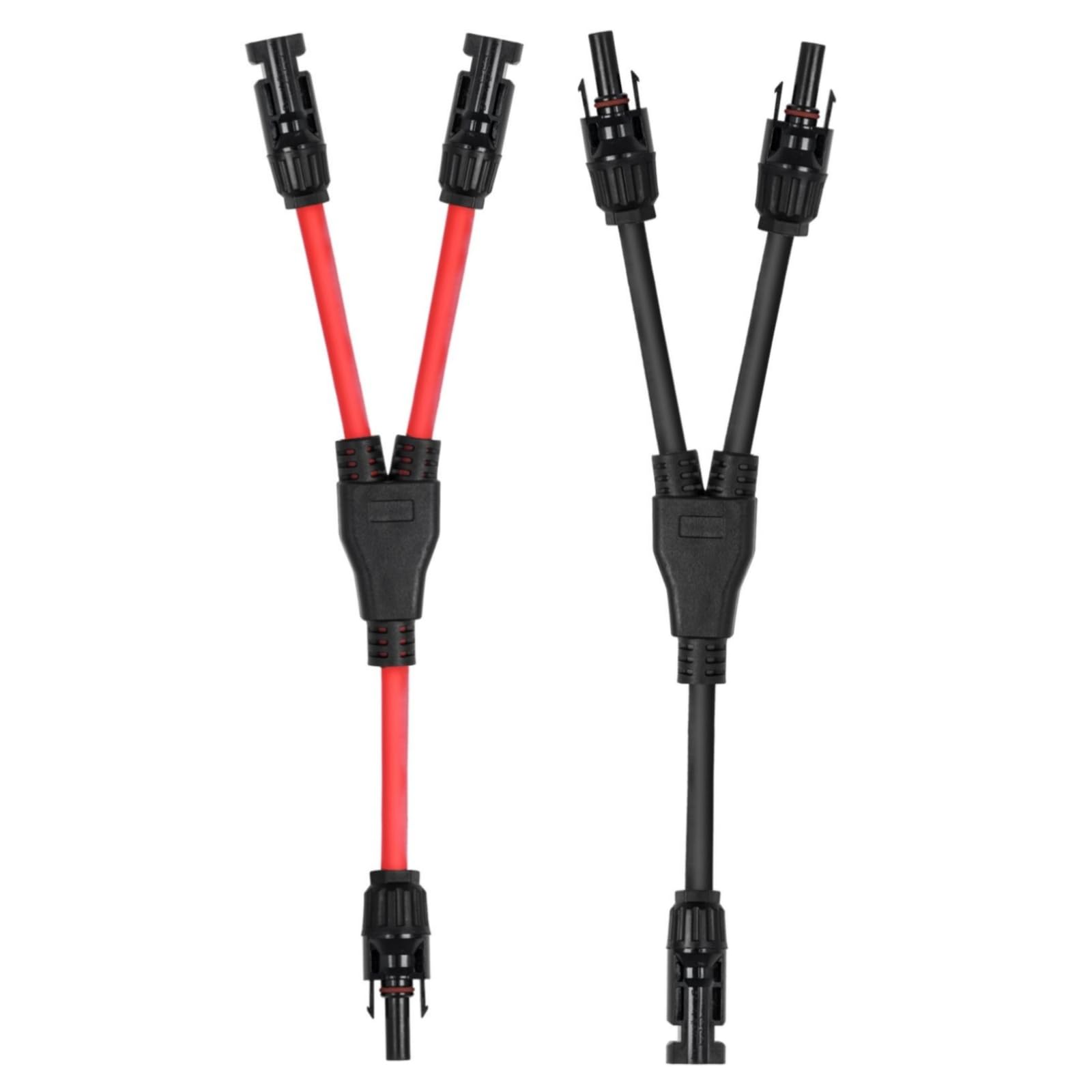 Conectores solares Y adaptador paralelo de rama 10AWG cable para panel solar (rojo y negro)