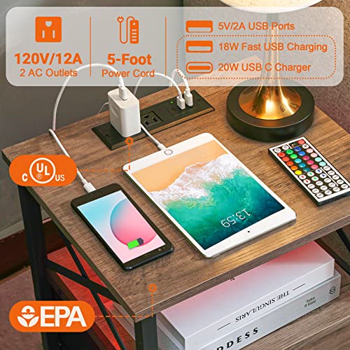 image for AMHANCIBLE LED Nightstands Set of 2, End Tables Living Room with Fast 