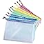 JIANTA 12 Pcs Pochette Document Zippée A5, PVC Transparentes Document Dossier, Étanche Sac Plastique Zip, Pochette à Fermeture, Mesh Zipper Pouch Pour Voyage, Fournitures, Bureau, 12 Couleurs