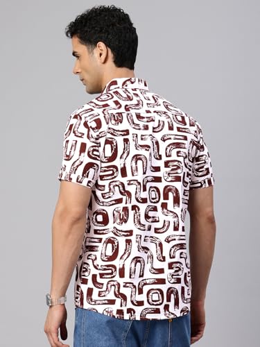 Image of Majestic Man Slim Fit Floral Printed Pure Cotton Casual Half Sleeve Shirt