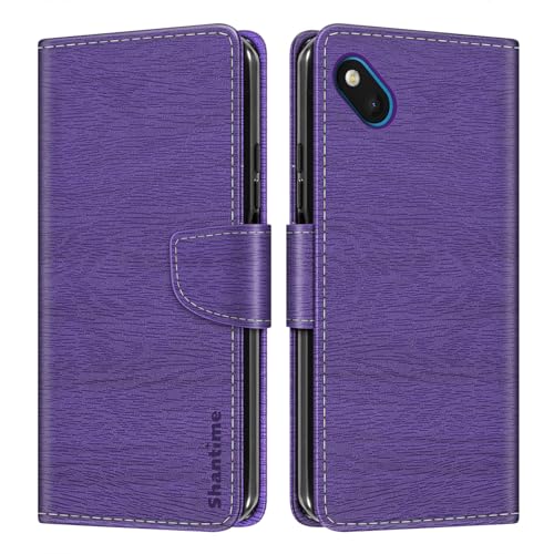 Shantime Étui Portefeuille Cuir Compatible avec Wiko Sunset 2, Housse Colorée Rabat avec Cartes, Fermeture Aimantée Protection Totale(Violet)