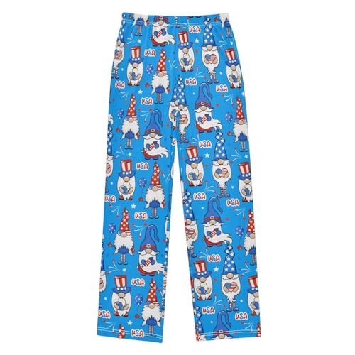 USA Gnome Boys Long Pants Soft Trousers Elastic Waist Kids Lounge Bottoms with Pockets S-XL