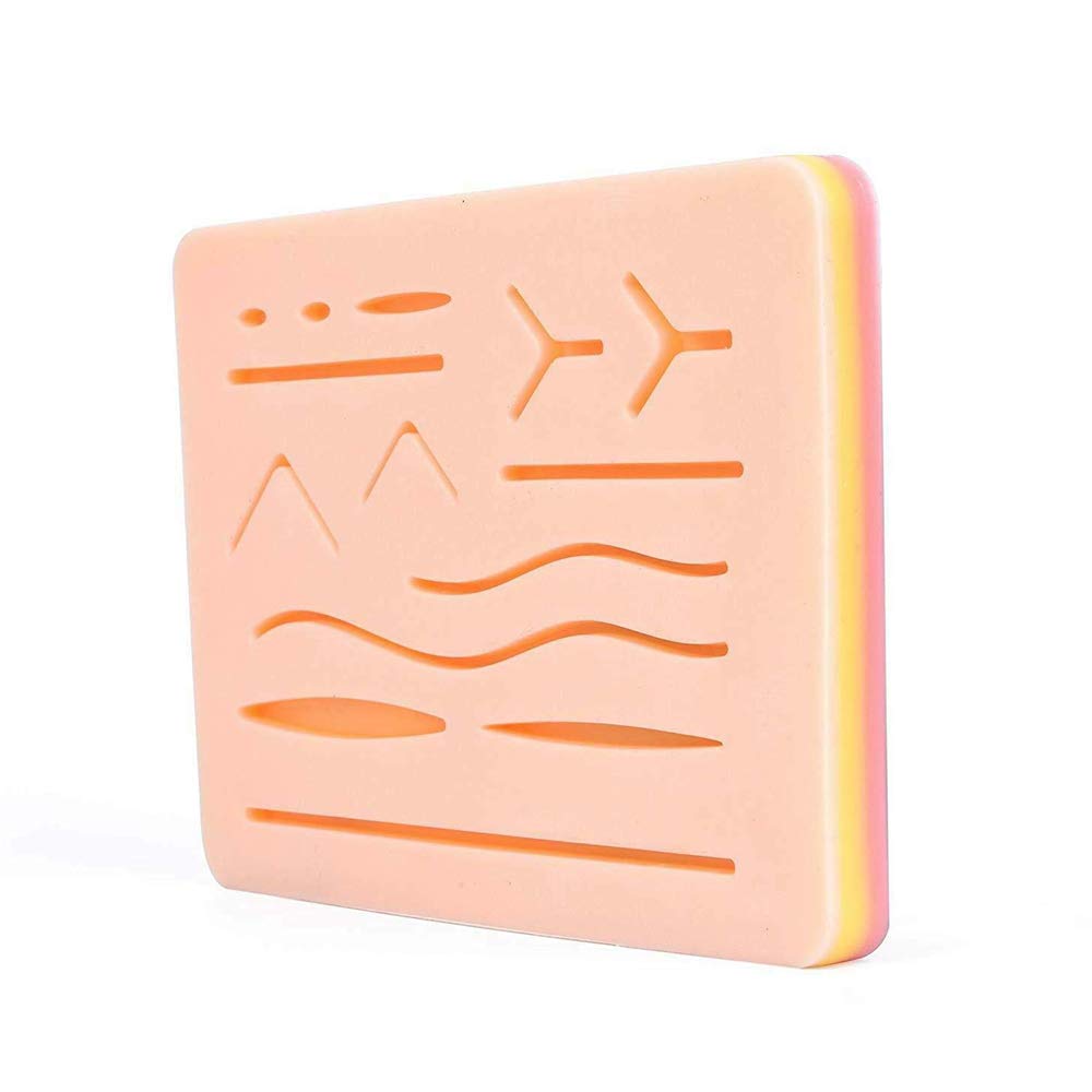 Suture Practice Kit, Reusable Silicon Suture Pad for Suture Training, Muscle, Fat, and Skin,5x7” Durable Suture Pad to be Used by Students, Suture Kit for Training and Practice