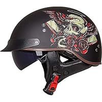Motor Half Face Helm voor Motor Cruiser Chopper, Open Gezicht Retro Helm met Zonneklep Snelsluiting ECE Goedgekeurd voor Mannen Vrouwen Vintage Half Helm Motor Half Face Helm voor Motor Cruiser Chopper, Open Gezicht Retro Helm met Zonneklep Snelsluiting ECE Goedgekeurd voor Mannen Vrouwen Vintage Half Helm