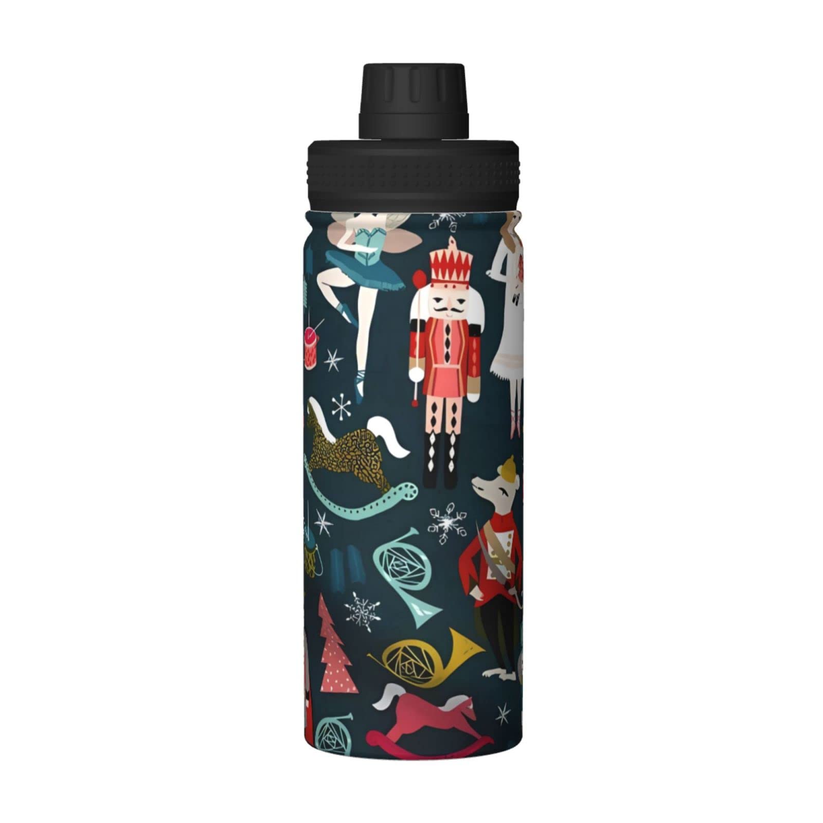 Damen Nussknacker, Ballett, Weihnachten, Tanz, Sport, Wasserflasche, 530 ml, isolierte Edelstahl, auslaufsichere Wasserflasche für Reisen, Fitnessstudio, Büro