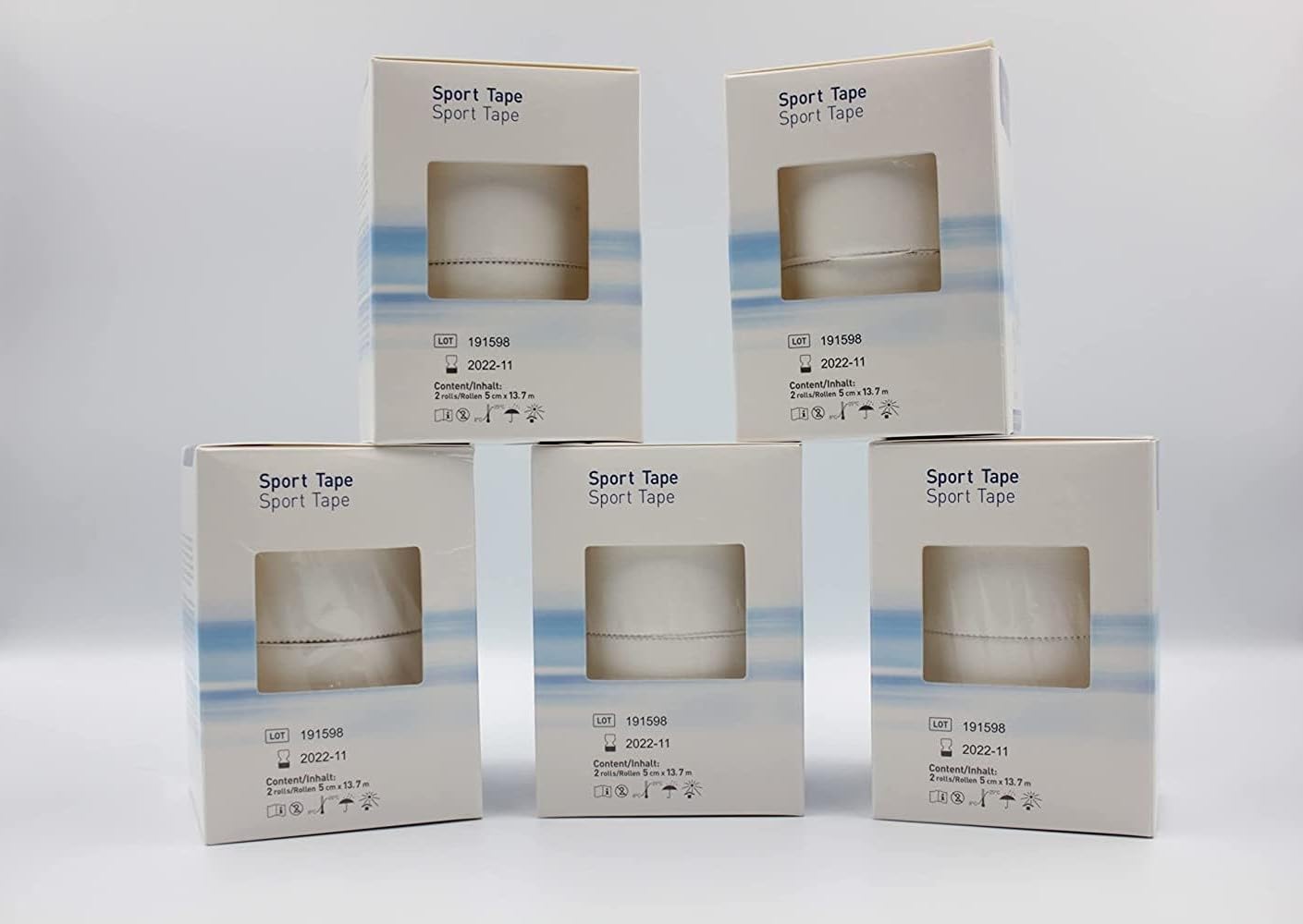 Asiamed Sport Tape 5 cm x 13,7 m – Selbstklebendes Sportband aus natürlicher Viskose, 10 Stück, Zinkoxid-adhäsiv