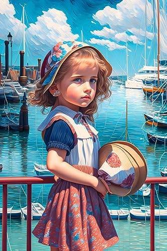 Fille au port affiches sur toile SERENDIPITP 58 x 90 cm pour habiller un mur vide sans cadre