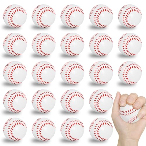 24PCS 2Inch Mini Baseball Stress Balls Foam Soft Baseball for Party Favors Squeeze Toys Anxious Relief for Kids Adult Bulk Fidget Toys Sports Balls for Classroom Prizes Goodie Bag Stuffers