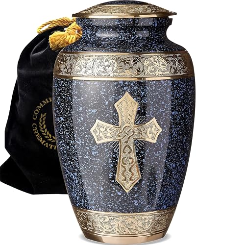 Image of Black Cross Cremation Urn for Ashes Adult Male - Personalized Cremation Urns for Human Ashes Adult Man Decorative Urns - Beautifully Handcrafted Cross Urn