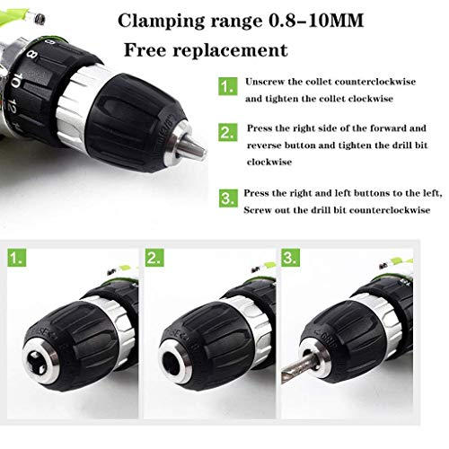 Samnuerly Kombi-Bohrschrauber, Akku-Bohrschrauber, 16,8 V, Li-Ionen-Akku, 18 + 1 Drehmomentbohrmaschine, kabellos, wiederaufladbar, LED-Arbeitsleuchte für Heimwerker, zum Entfernen von Schrauben – Bild 7