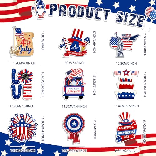 Image of 57pcs 4th of July Independence Day Patriotic Decorations, Red White Blue Happy 4th of July Banner Hanging Swirls America Flags for Memorial Day Decorations