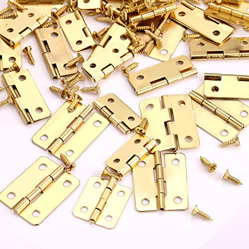 Hicarer 60 Pieces Small Hinges Retro Decorative Mini Hinges And 300 Pieces 7 Mm Micro Tiny Screws With Storage Box For Dollhouse Door Cabinet Crafts Wooden Jewelry Box Outdoor Decor, 2 Sizes (Silver) #TOP5