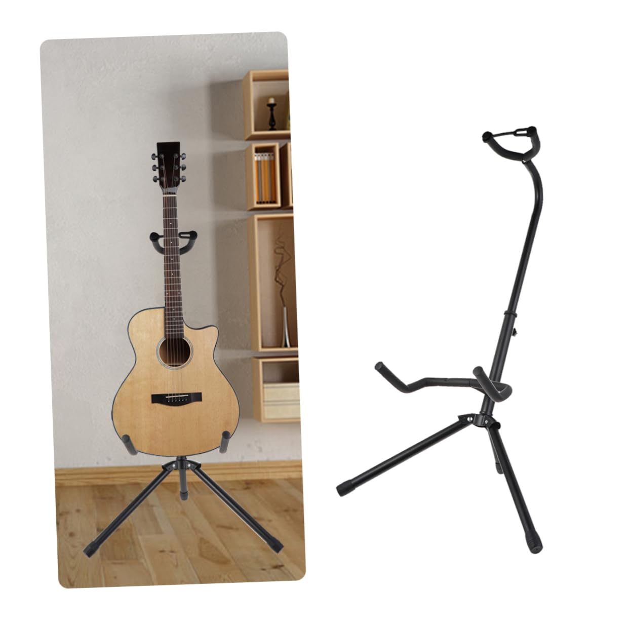 HEMOTON Supporto per Chitarra Nero in Ferro, Stand Singolo per Espositore | Imbottitura Sicura, Pratico Nell’uso, Adatto a Strumento, Confezione da 1 Pezzo