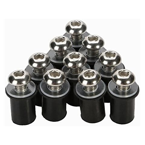 Coolboyer 10Pcs/Set M5X15mm Motorcycle Aluminum Fairing Screws Bolts Kit Body Mount for Motorcycle Windscreen Windshield Screws Bolts Nuts (Silver) (44188) Cover