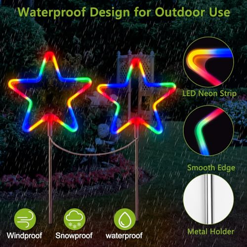 Christmas-Decorations-Outside-Christmas-Pathway-Lights-4Pcs-Big-LED-Neon-Star-Solar-Christmas-Garden-Stake-Lights-with-Remote-8-Modes-Waterproof-for-Xmas-Yard-Garden-Lawn-Pathway-Porch-Outdoor-Decor