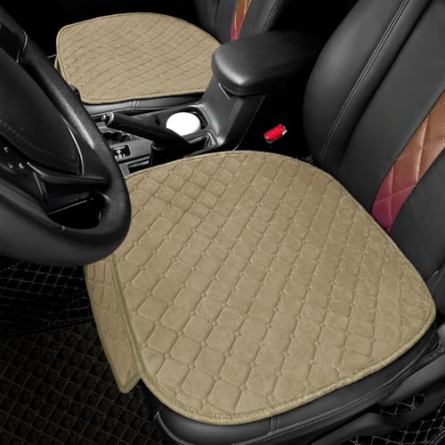 Image of surpassme 2pc Comfortable Car Seat Covers Universal Front Seat Covers for Car Accessories with Storage Pockets, Padded Car Interior Covers for Automotive, SUV, Truck, and Van(Khaki)