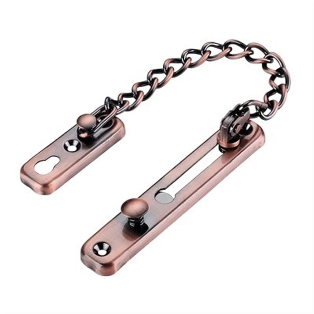 Lkfjnhepf Red Bronze Door Chain 304 Stainless Steel Anti-Theft Door Chain Latch Silver Bronze Gold Black Lock Security Hardware(Red Bronze)