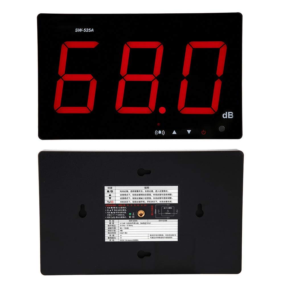 Sw-525a Medidor de Nivel de Sonido, Medidor de Nivel de Sonido Digital, de Ruido, de Ruido Lcd Usb Montado en la Pared, de Decibel, 30-130 DB