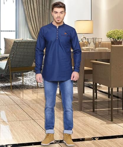 Image of Kuons Avenue Men's Short Denim Kurta | Kurta Shirt for Men