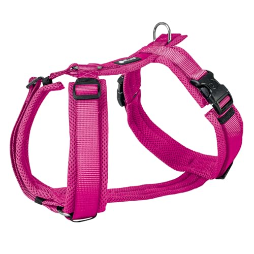 Petlando Hundegeschirr mittelgroße Hunde Mesh Y-Comfort, luftdurchlässig, weich gepolstert, stufenlos verstellbar Fuchsia M (Halsumfang 46-74 cm, Brustumfang 50-74 cm), Hunde Geschirr mittel