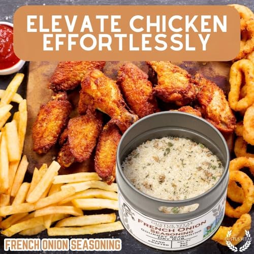 French Onion Seasoning | Authentic Artisanal Spice Mix | All Natural, Non GMO | Hand Crafted, Small Batch | Made in USA | Ultra Premium, Sustainably Sourced Spices | GLP-1 Friendly Seasoning | No MSG | Magnetic Tin | Gustus Vitae | #26