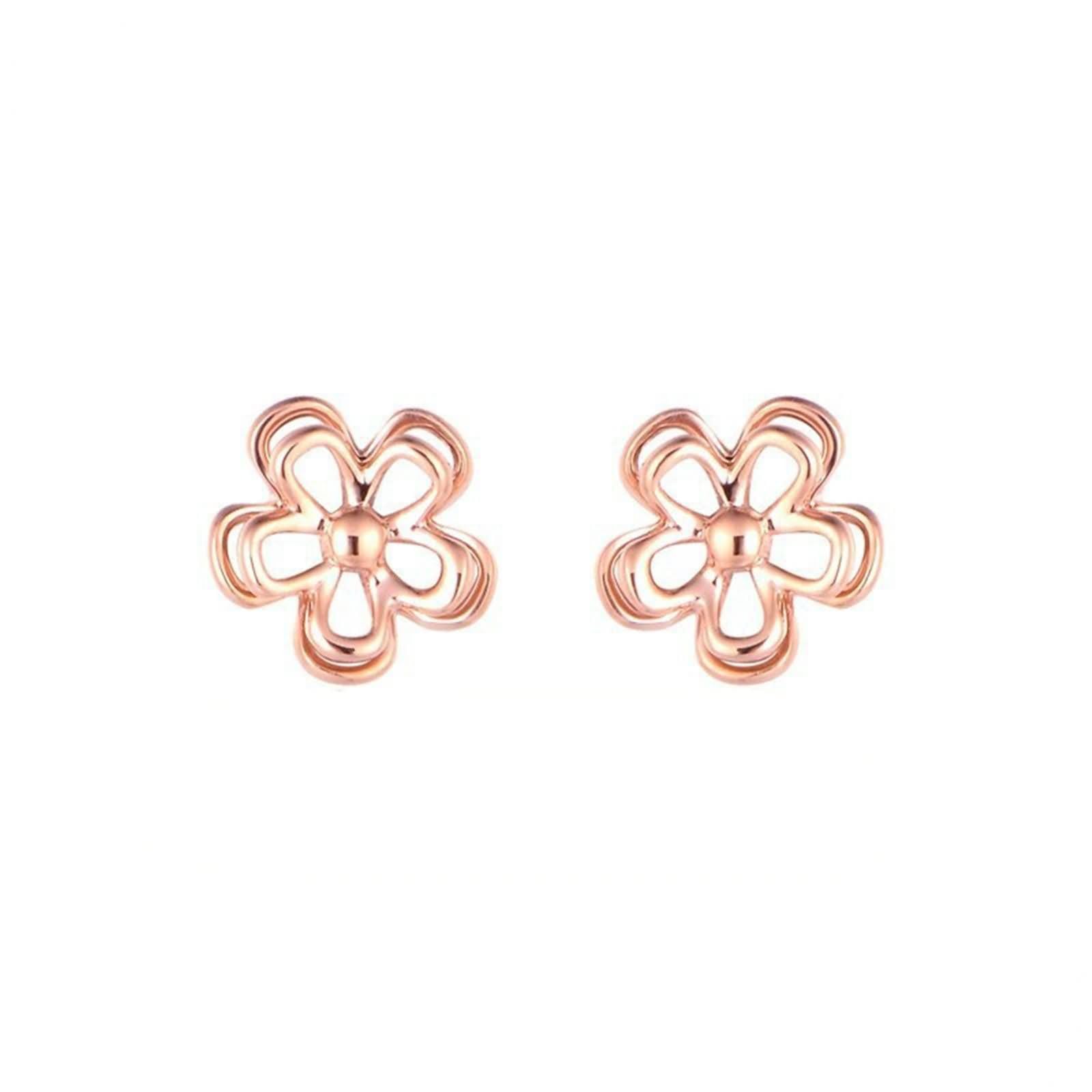 Ohrringe Hochzeit Gelbgold 9K / 14K / 18 K für Damen, Hohl Blume, Ohrstecker Ohrringe Frauen Gold