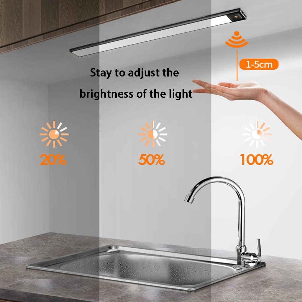 Lampe LED rechargeable avec détecteur de mouvement sans fil pour cuisine et garage 60 cm Blanc Idéal pour les placards et les escaliers