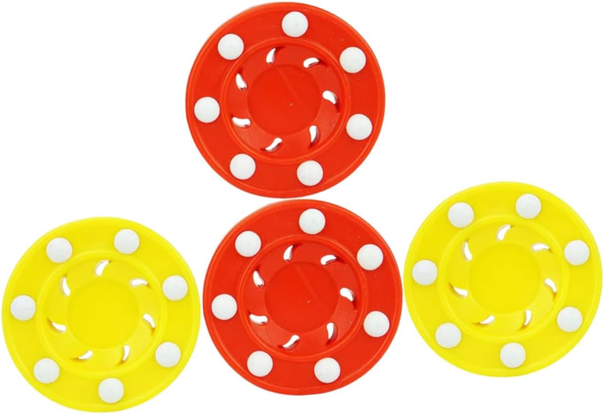 4pcs Sports Puck for Indoor and Outdoor Hockey Training Plastic Ice Hockey Yellow and Red for Boys and Girls and Adults Low Friction for Consistent Performance