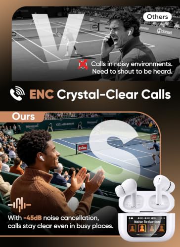 Image of Wireless Earbuds, Smart Touchscreen Ear Buds, ANC Headphones, 48H Playtime | Bluetooth 5.4, ENC Clear Calls, 13mm Drivers, 5 EQ Modes, Hi-Fi Deep Bass, Lightweight Fit, for iPhone /Android /Pad
