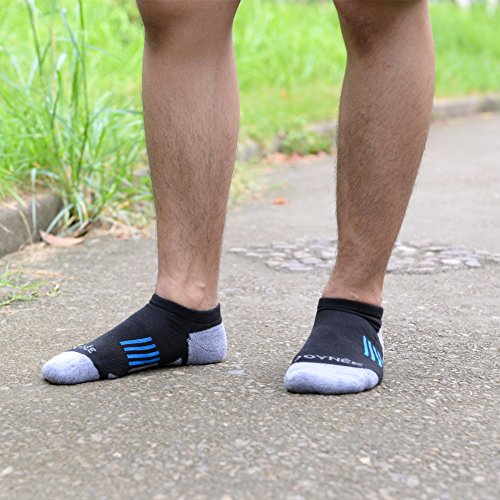 Joynée Men's 6 Pack Athletic No Show Performance Cushioned Low Cut Running Socks,Black,Sock Size:10-13 #TOP6