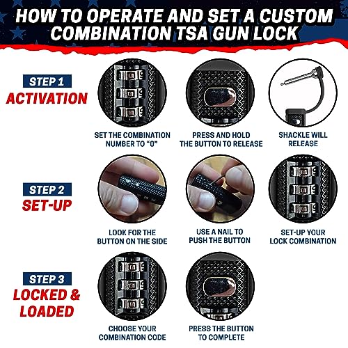 Tsa Approved Tactical Gun Case Lock | Protective Rubber Sleeve & Cut-Resistant Monoshaft | Secure Single Shaft Padlock For Guns Luggage Rifles Pistols & Revolver Cases - Child Safe #TOP2