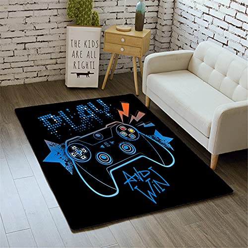 Morbuy 3D Game Print Rugs Modern Carpets Living Room Rug, Extra Large Size Soft Short Medium Pile Rugs Anti Slip Washable Floor Mats for Bedroom Kids Room Decor (blue,60x90cm)