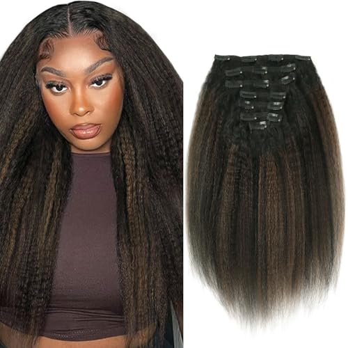 Extensions kinky straight clips tête complète volume 14 pouces