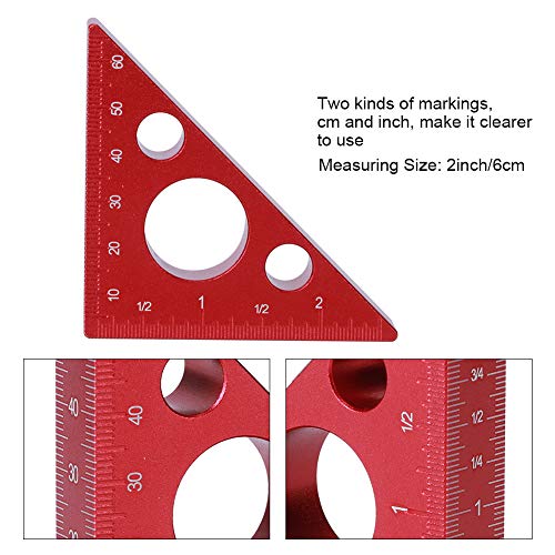 Right Angle Ruler, 45 Degree Triangle Gauge, 2-Inch Aluminium Alloy Woodworking Measuring Tool, Silver - Image 3
